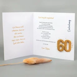 Personalisierte Einladungskarte zum 60. Geburtstag mit Foto | Klappkarte mit Umschlag