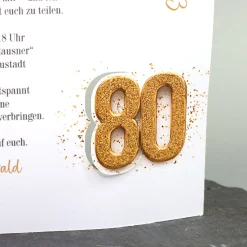 Personalisierte Einladungskarte zum 80. Geburtstag mit Foto | Klappkarte mit Umschlag