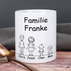 Personalisierte Familientasse mit Namen & Wunschtext | Individuelles Geschenk für Mama, Papa & Familie