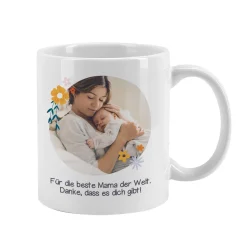 Personalisierte Fototasse für Mama, Oma oder Freundin | Du bist die Beste | Muttertagsgeschenk