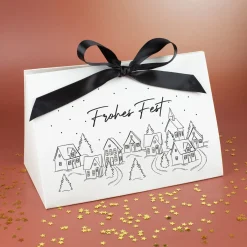 Personalisierte Geschenktasche mit verschneitem Winterdorf | Edle Verpackung für Weihnachtsgeschenke