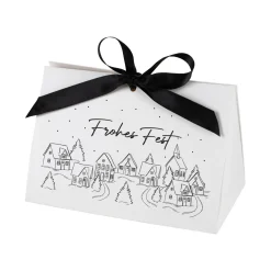 Personalisierte Geschenktasche mit verschneitem Winterdorf | Edle Verpackung für Weihnachtsgeschenke