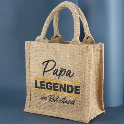 Personalisierte Geschenktasche aus Jute „Legende in Rente“ mit Wunschname