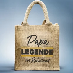 Personalisierte Geschenktasche aus Jute „Legende in Rente“ mit Wunschname