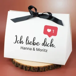Personalisierte Geschenkverpackung 'Ich liebe dich' mit Wunschtext für Valentinstag & Paare