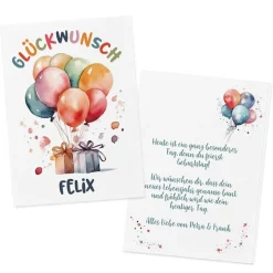 Personalisierte Glückwunschkarte mit Luftballons & Ihrem Text
