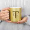 Personalisierte goldene Tasse mit Tassentasche im Designer-Look