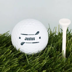 Personalisierte Golfbälle im 3er Set mit Wunschname und Golfschlägermotiv
