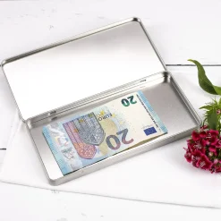 Personalisierte Gutscheinbox aus Metall zu Ostern mit Wunschtext | Geldgeschenk mit Osterhasen