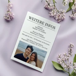 Personalisierte Hochzeitseinladung im Zeitungsstil mit Fotos & Text | Wedding Times Karte A6