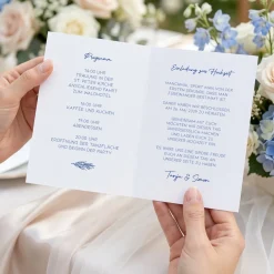 Personalisierte Hochzeitseinladung als Klappkarte mit mediterranem Motiv & Wunschtext | Einladungskarte