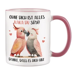 Personalisierte Kakadu-Tasse mit Wunschtext 'Kaka du Süße!' | Geschenk für Verliebte & Valentinstag