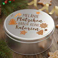 Personalisierte Keksdose mit Name und Motiv aus Metall | Geschenkverpackung für Weihnachtsgebäck