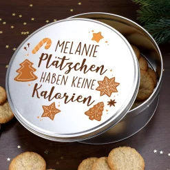 Personalisierte Keksdose mit Name und Motiv aus Metall | Geschenkverpackung für Weihnachtsgebäck