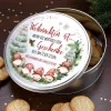 Personalisierte Keksdose mit Wunschtext und Wichtel-Motiv aus Metall für Weihnachtsgebäck