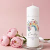 Personalisierte Kerze mit Regenbogen-Motiv | Kommunion, Konfirmation, Taufe, Jugendweihe