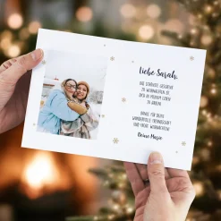 Personalisierte Klappkarte zu Weihnachten mit Fotos & Wunschtext | Weihnachtsmann mit Herz