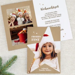 Personalisierte Klappkarte zu Weihnachten mit Fotos & Wunschtext | Weihnachtskarte mit Sterne Motiv