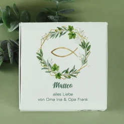 Personalisierte Kreuzkette mit Geschenkbox zur Taufe, Kommunion, Konfirmation oder Firmung | Ichthys
