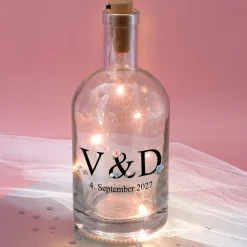 Personalisierte LED-Glaskaraffe für Paare mit Initialen & Datum | Für Hochzeit & Valentinstag