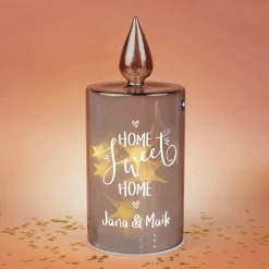 Personalisierte LED-Glaskerze von Leonardo 'Home Sweet Home' mit Wunschtext | Geschenk zum Einzug