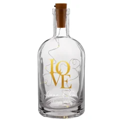 Personalisierte LED Karaffe mit goldenem LOVE-Motiv für Paare | Für Hochzeit & Valentinstag
