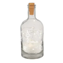 Personalisierte LED-Karaffe mit Schnee-Effekt und Ornamenten | Weihnachtsdeko & Geschenk mit Name