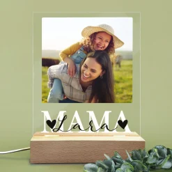 Personalisierte LED-Lampe zum Muttertag mit Foto & Wunschtext | Mama-Motiv