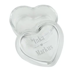 Personalisierte Leonardo-Glasdose in Herzform mit Namensgravur | Geschenk zur Hochzeit & Valentinstag