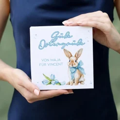 Personalisierte Lindt Pralinen 'Süße Ostergrüße' mit Wunschtext im Osterdesign - Hase mit Schleife