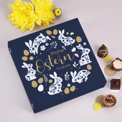 Personalisierte Lindt Pralinenbox mit Name zu Ostern | 100 g Mini Pralinés im edlen Hasen-Design