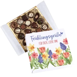 Personalisierte Lindt Pralinenbox 'Frühlingsgrüße' mit Wunschtext | 100 g Mini Pralinés als Geschenk