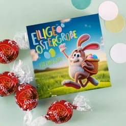 Personalisierte Osterüberraschung „Eilige Ostergrüße“ mit 4 köstlichen Lindorkugeln