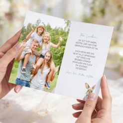 Personalisierte Osterkarte mit Foto & Wunschtext | Individuelle Grußkarte zu Ostern mit Hasenmotiv