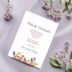 Personalisierte Osterkarte mit Foto & Wunschtext | Grußkarte zu Ostern mit Blumenmotiv Aquarell-Stil