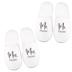 Personalisierte Pantoffeln zur Hochzeit | Slipper Set 'Mr. & Mrs' mit Name als Hochzeitsgeschenk