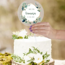 Personalisierter Acryl Tortentopper mit Anlass, Name & Datum für Jugendweihe & andere festliche Anlässe