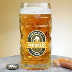 Personalisierter Bierseidel für Bierkenner mit Name | Bierkrug & Schnapsglas in 3 Größen