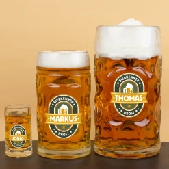 Personalisierter Bierseidel für Bierkenner mit Name | Bierkrug & Schnapsglas in 3 Größen