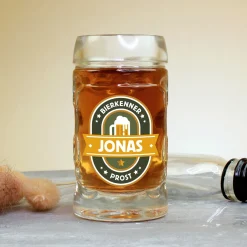 Personalisierter Bierseidel für Bierkenner mit Name | Bierkrug & Schnapsglas in 3 Größen