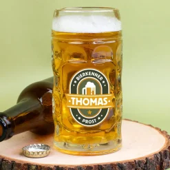 Personalisierter Bierseidel für Bierkenner mit Name | Bierkrug & Schnapsglas in 3 Größen