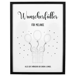 Personalisierter Bilderrahmen als Geldgeschenk & Wunscherfüller mit Ballon-Motiv