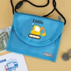 Personalisierter Brustbeutel mit Name & Bagger | Geschenk für Jungen | Farbauswahl
