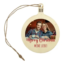 Personalisierter Christbaumanhänger mit Foto und Wunschtext | Weihnachtsanhänger aus Holz