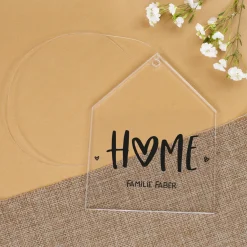 Personalisierter Deko Acryl Anhänger HOME mit Wunschtext | Dekoration für zu Hause