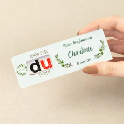 Personalisierter duplo Riegel als Gastgeschenk für Taufe Kommunion Konfirmation & Firmung | Blätterkranz