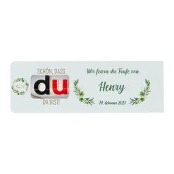 Personalisierter duplo Riegel als Gastgeschenk für Taufe Kommunion Konfirmation & Firmung | Blätterkranz