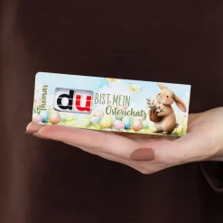 Personalisierter duplo Riegel zu Ostern mit Hase & Name | Du bist mein Osterschatz - Schokolade