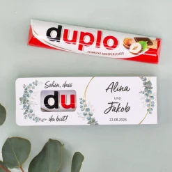 Personalisierter duplo Riegel als Gastgeschenk zur Hochzeit | Schokoriegel mit Namen & Datum