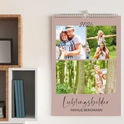Personalisierter Foto-Wandkalender 2026 mit Farbauswahl, Wunschtext & mehreren Fotos | A3 oder A4